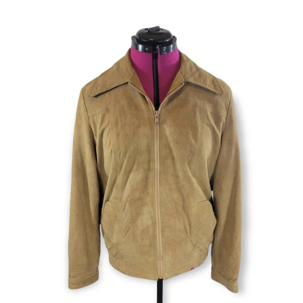 Vintage Genuine Suede Leather Zip Up Jacket Size Medium - Picture 2 of 6